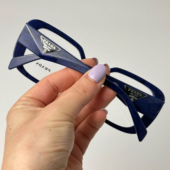 Prada Blue Bold Rectangular Glasses - Picture 9 of 13